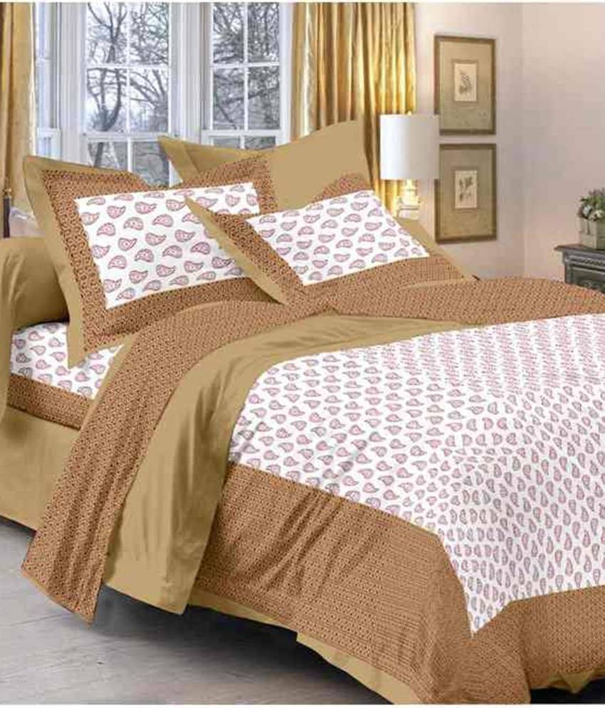     			UniqChoice Jaipuri & Sanaganeri Floral King Size Double Bed Sheet With 2 Pillow Cover