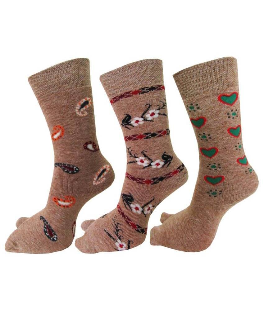     			RC. ROYAL CLASS - Beige Woollen Women's Thumb Socks ( Pack of 3 )