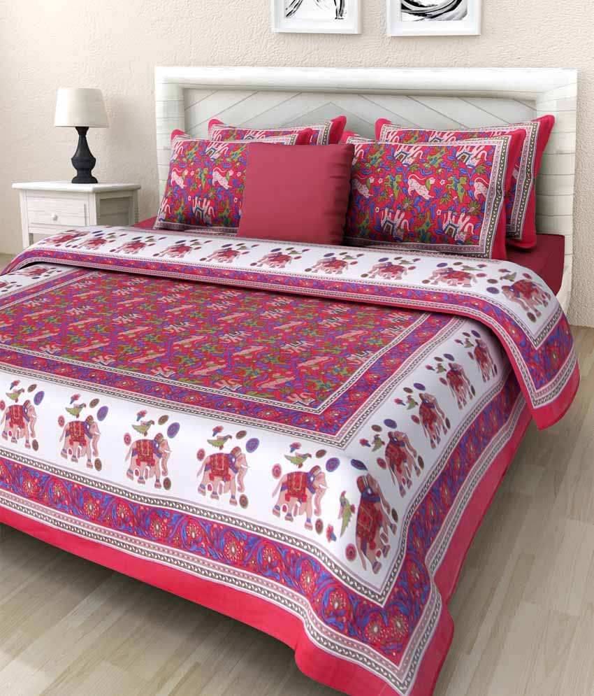 Uniqchoice Multicolor Cotton Double Bedsheet With 2 Pillow Covers Uniqchoice Multicolor Cotton Double Bedsheet With 2 Pillow Covers