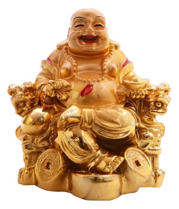     			U P Handicrafts Yellow Marble Laughing Buddha