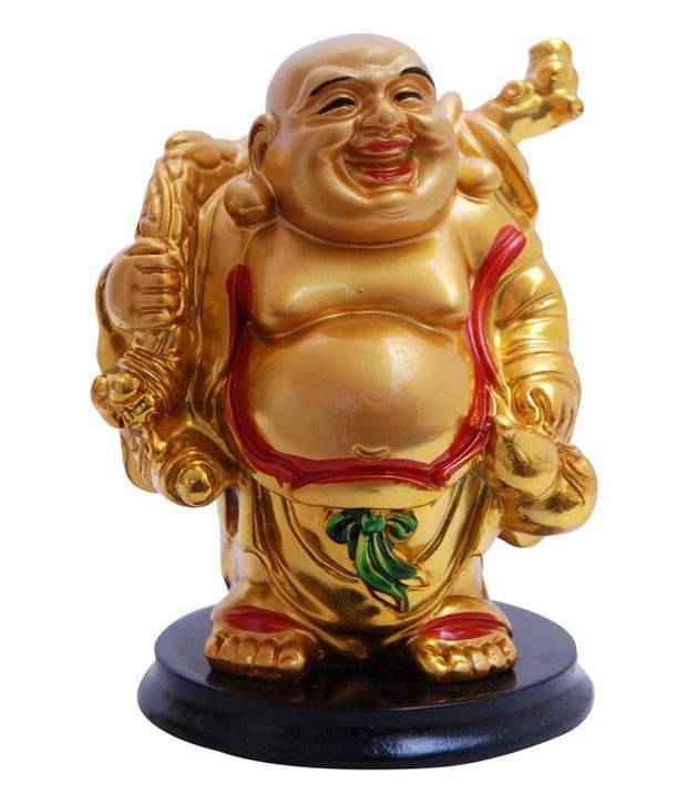     			U P Handicrafts Yellow Marble Laughing Buddha