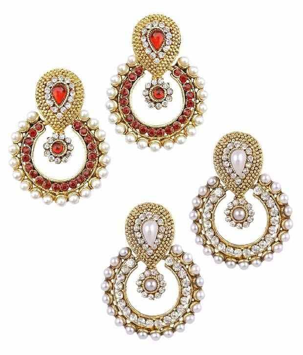     			Youbella Multicolor Alloy Chandbali Earrings - Combo Of 2