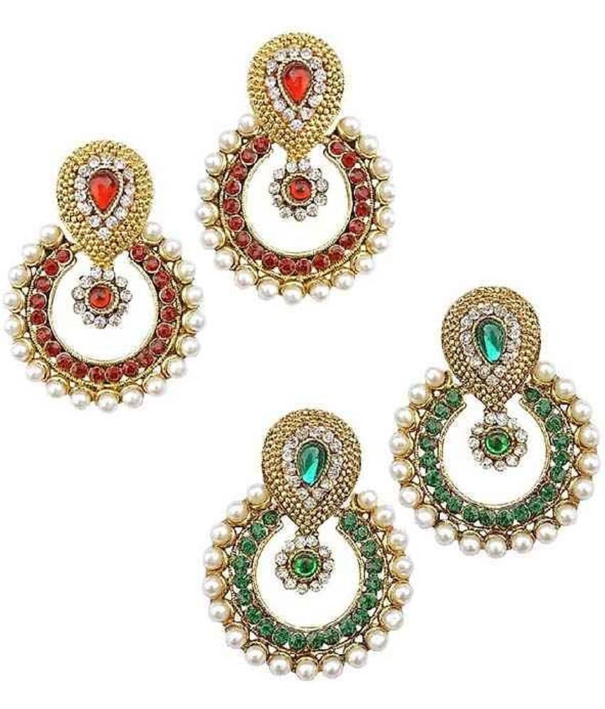 Youbella Multicolor Alloy Chandbali Earrings - Combo Of 2 - Earrings | Buy online on ZillyBuy