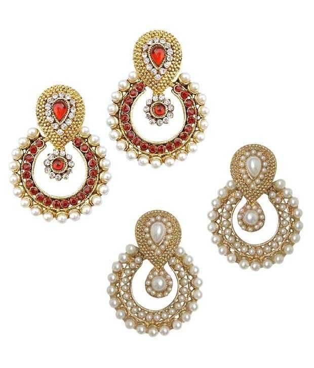     			Youbella Multicolor Alloy Chandbali Earrings - Combo Of 2
