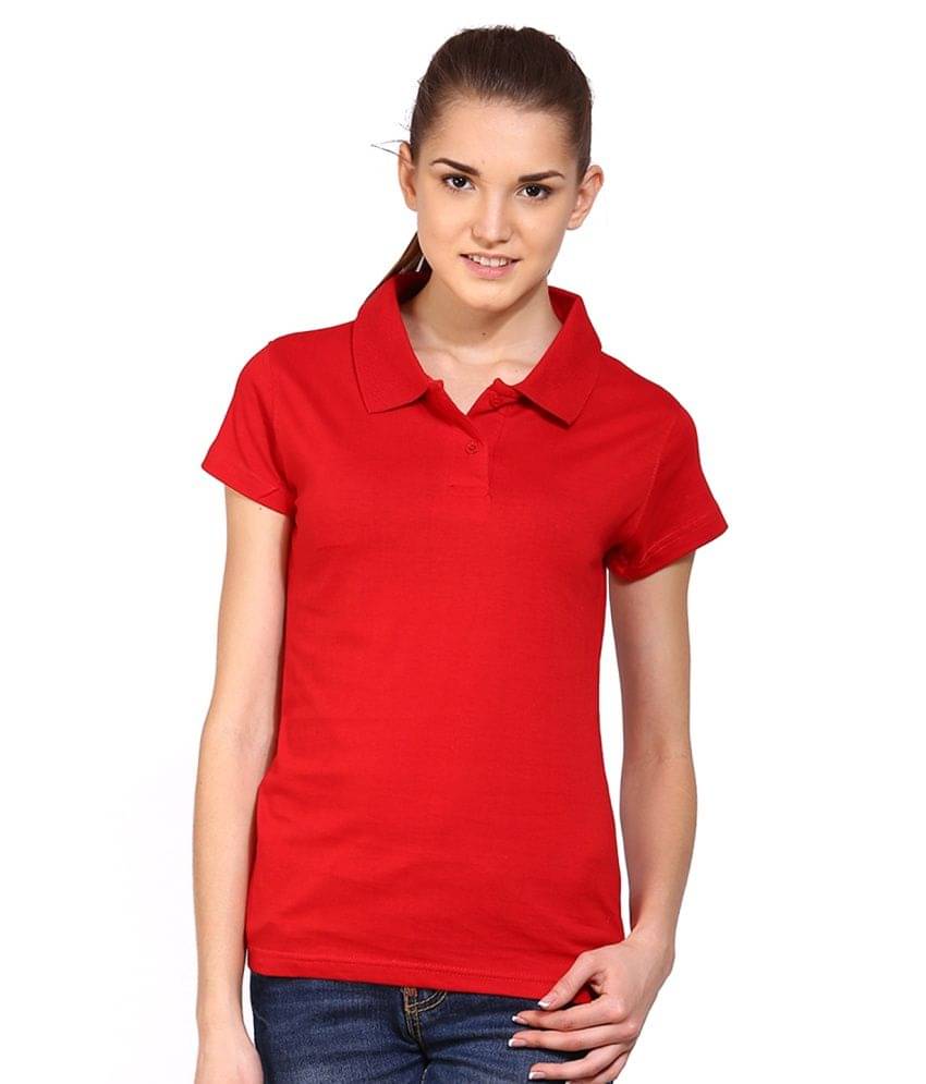     			Ap'pulse Women Cotton Solid Regular Fit Round Neck T-Shirt ( Red )