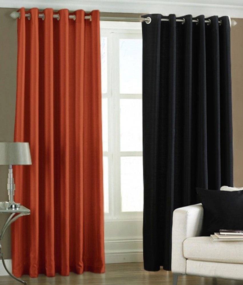 Panipat Textile Hub Solid Semi-Transparent Eyelet Door Curtain 7 ft Pack of 2 -Brown Panipat Textile Hub Solid Semi-Transparent Eyelet Door Curtain 7 ft Pack of 2 -Brown