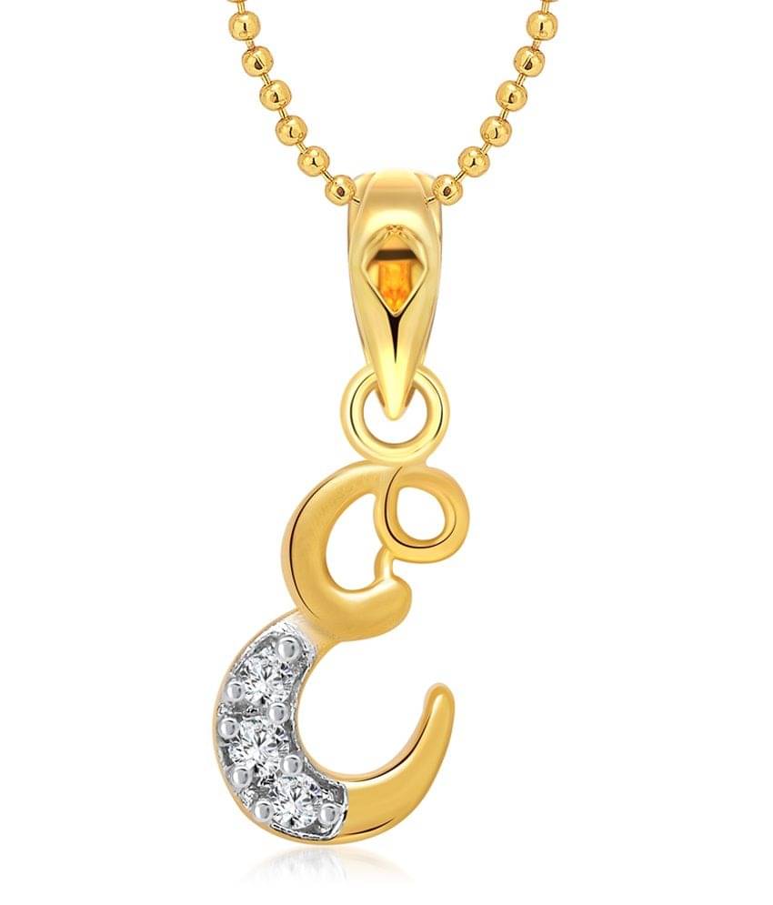 Vighnaharta E Letter CZ Gold and Rhodium Plated Pendant Vighnaharta E Letter CZ Gold and Rhodium Plated Pendant