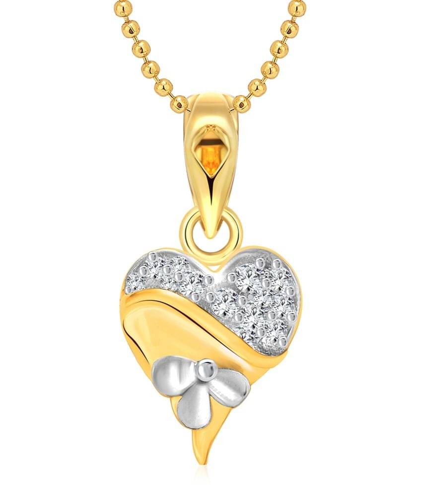Vighnaharta Flory Heart CZ Gold and Rhodium Plated Pendant Vighnaharta Flory Heart CZ Gold and Rhodium Plated Pendant