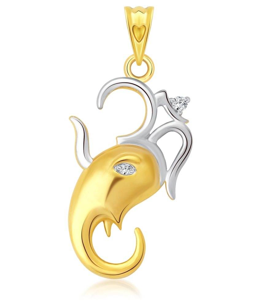     			Vighnaharta Shri Vakratund CZ Gold and Rhodium Plated God Pendant