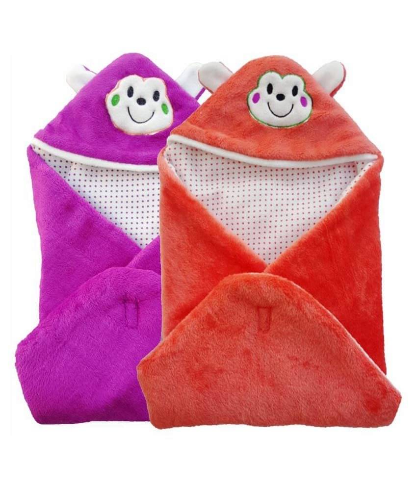     			Brandonn Purple and Orange Blanket - Pack of 2 Baby Wrap/Baby Swaddle/Baby Sleeping Bag