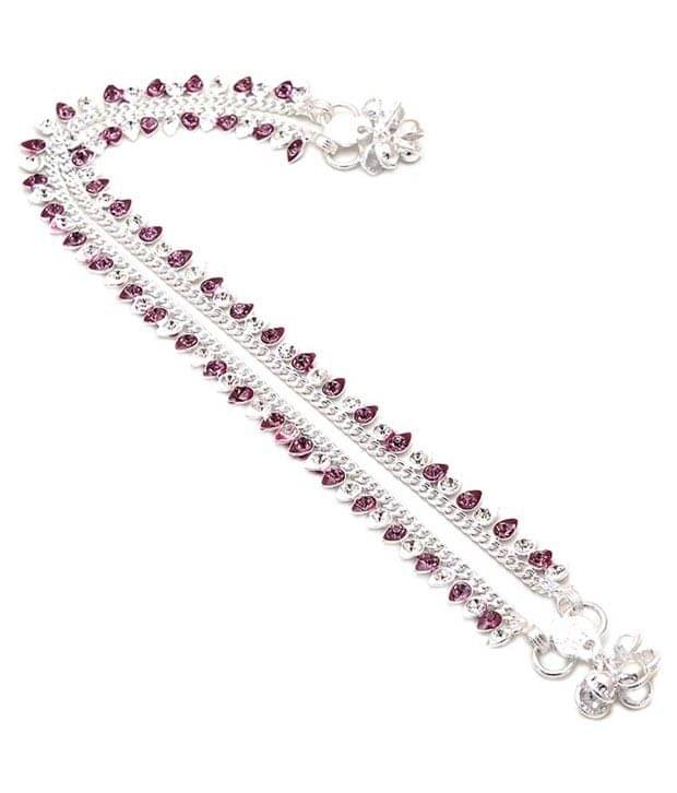     			Jewar Mandi silver plated anklet pair 6590