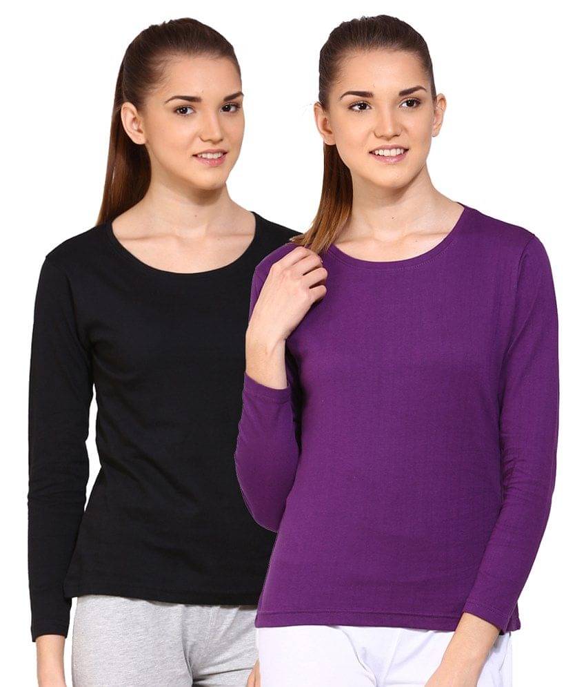 Ap'pulse Women Cotton Solid Regular Fit Round Neck T-Shirt ( Black )     			Ap'pulse Women Cotton Solid Regular Fit Round Neck T-Shirt ( Black )