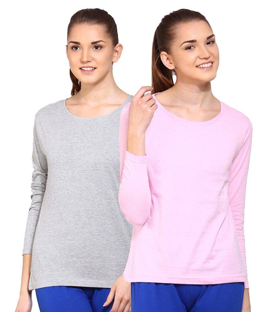     			Ap'pulse Women Cotton Solid Regular Fit Round Neck T-Shirt ( Grey )