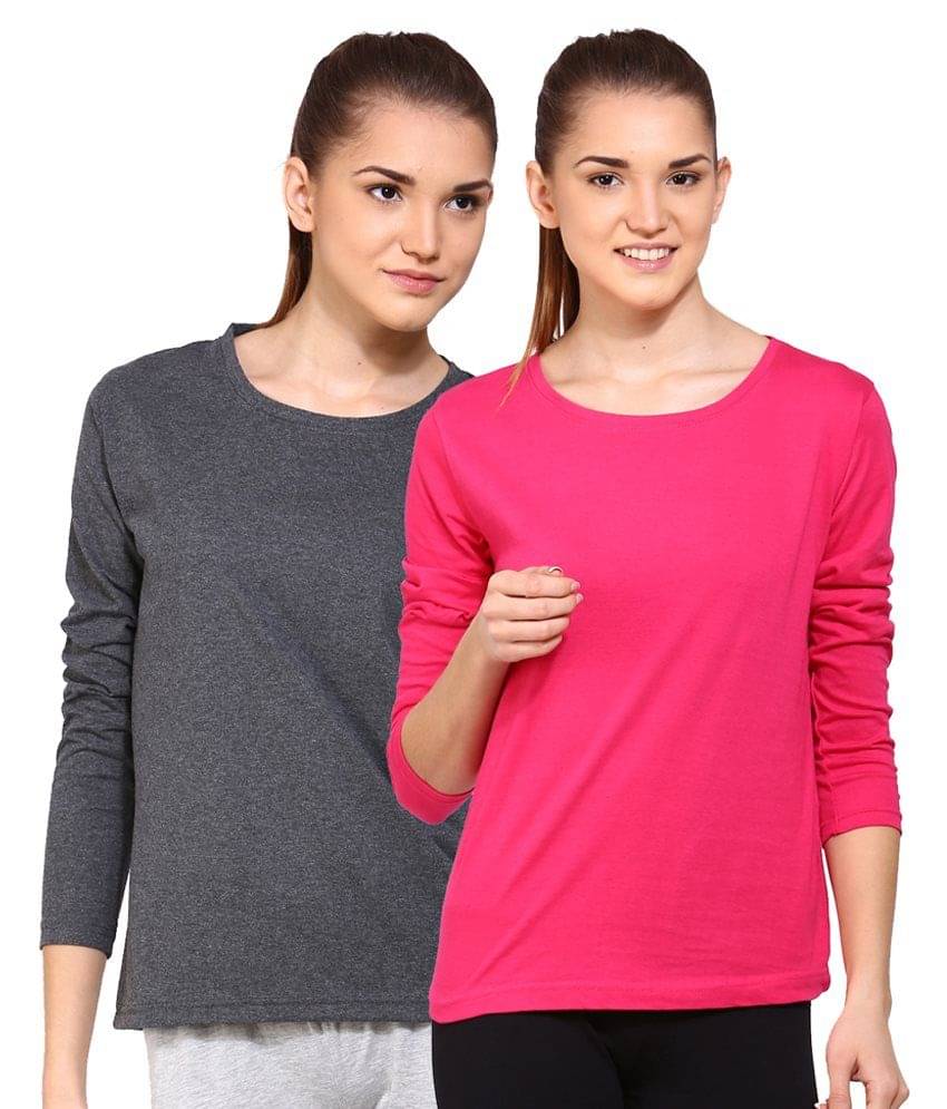 Ap'pulse Women Cotton Solid Regular Fit Round Neck T-Shirt ( Grey )     			Ap'pulse Women Cotton Solid Regular Fit Round Neck T-Shirt ( Grey )
