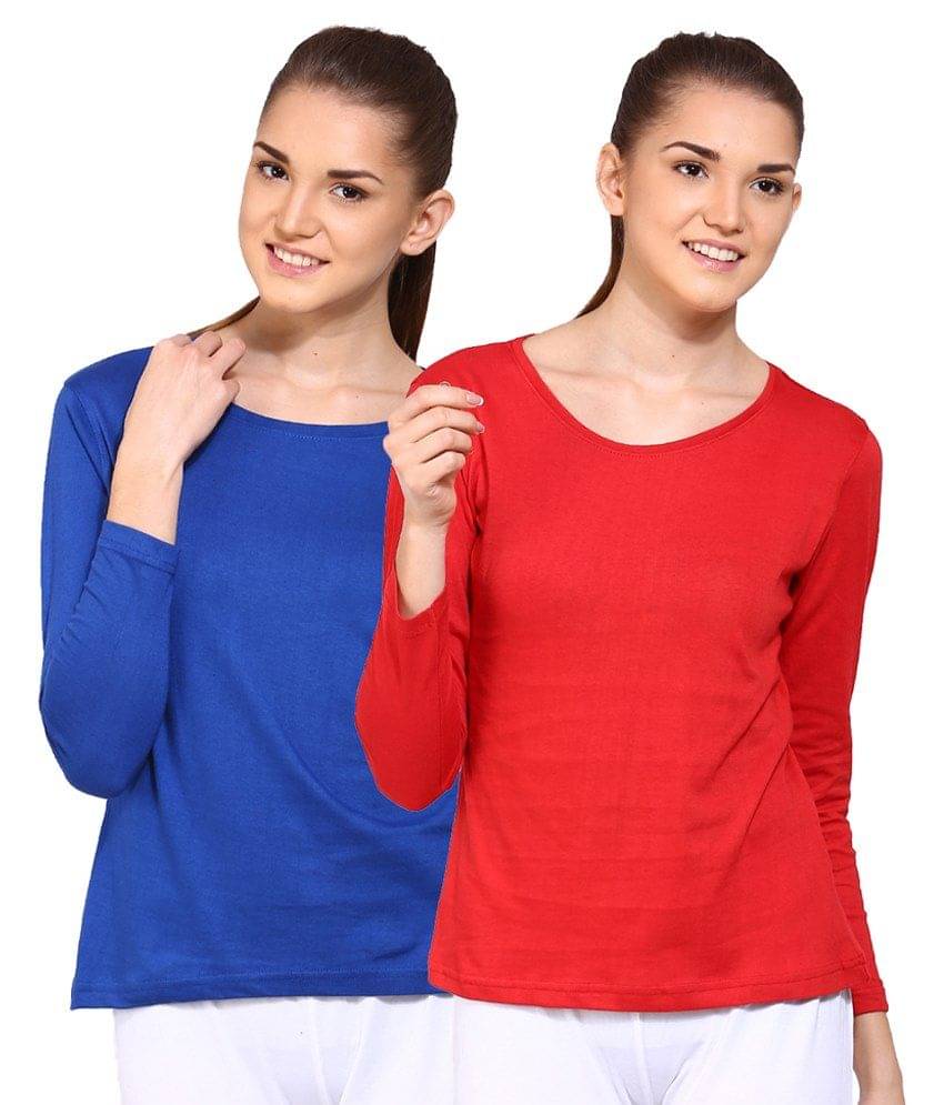 Ap'pulse Women Cotton Solid Regular Fit Round Neck T-Shirt ( Red ) Ap'pulse Women Cotton Solid Regular Fit Round Neck T-Shirt ( Red )