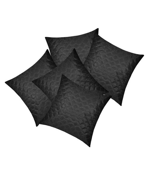     			Sapatos Black Polyester Cushion Cover - Set Of 5