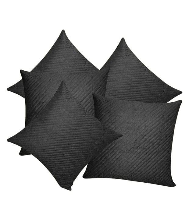    			Sapatos Black Polyester Cushion Cover - Set Of 5