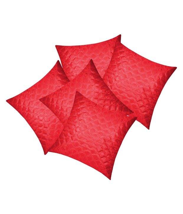     			Sapatos Red Polyester Cushion Cover - Set Of 5