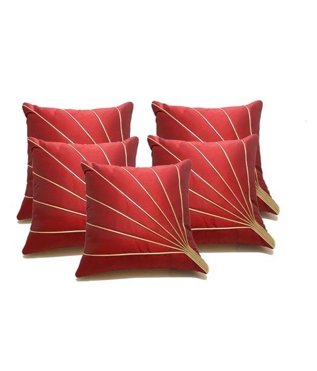 Sapatos Red Polyester Cushion Cover - Set Of 5 Sapatos Red Polyester Cushion Cover - Set Of 5