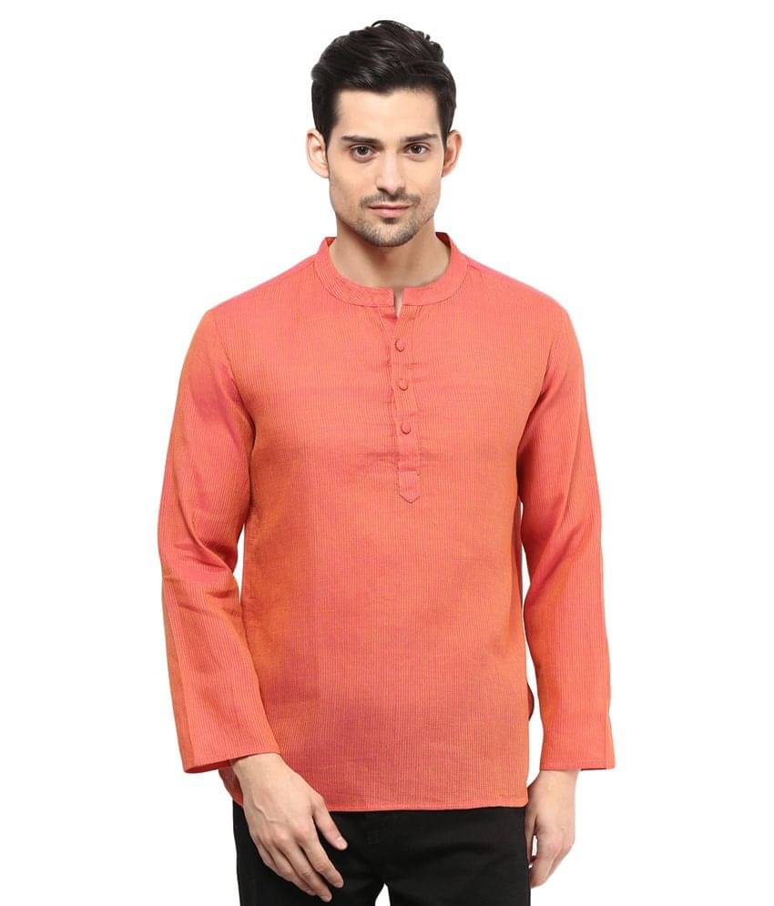     			Vivid India Peach Festivewear Cotton Short Kurta