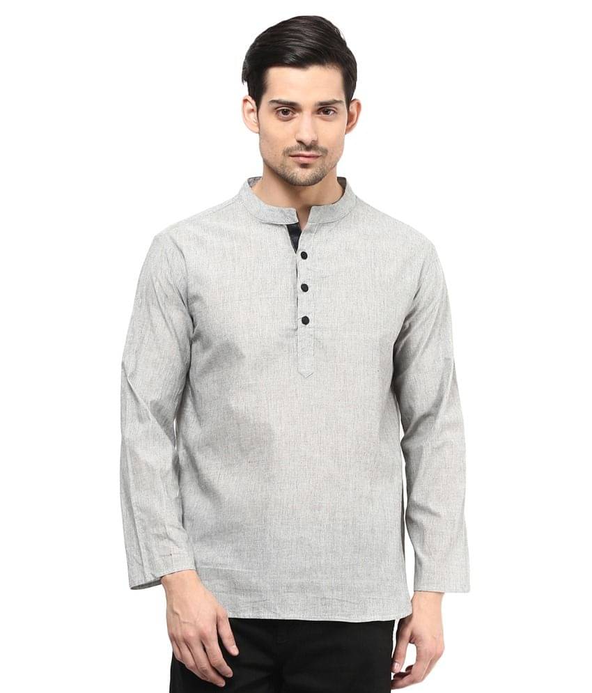     			Vivid India Silver Festivewear Cotton Short Kurta