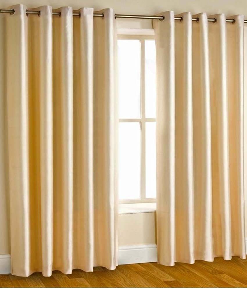     			Tanishka Fabs Natural Semi-Transparent Eyelet Door Curtain 7 ft Pack of 2 -Beige