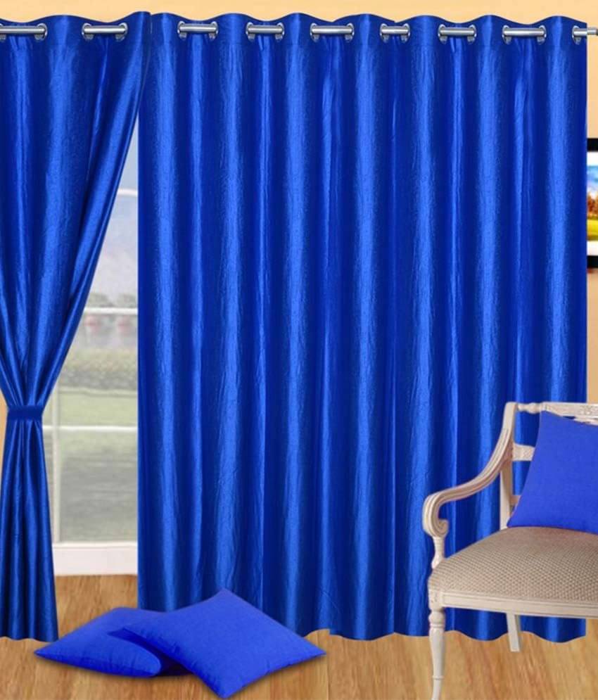 Tanishka Fabs Natural Semi-Transparent Eyelet Door Curtain 7 ft Pack of 2 -Blue Tanishka Fabs Natural Semi-Transparent Eyelet Door Curtain 7 ft Pack of 2 -Blue