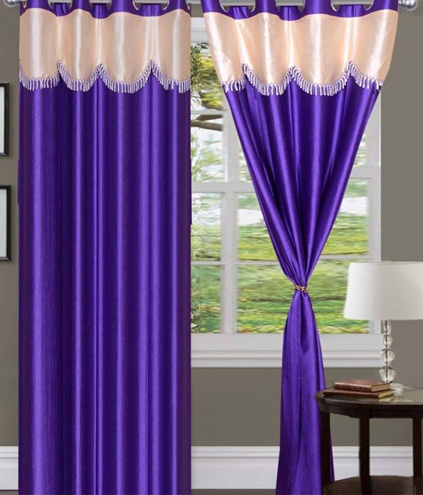 Tanishka Fabs Natural Semi-Transparent Eyelet Door Curtain 7 ft Pack of 2 -Purple Tanishka Fabs Natural Semi-Transparent Eyelet Door Curtain 7 ft Pack of 2 -Purple