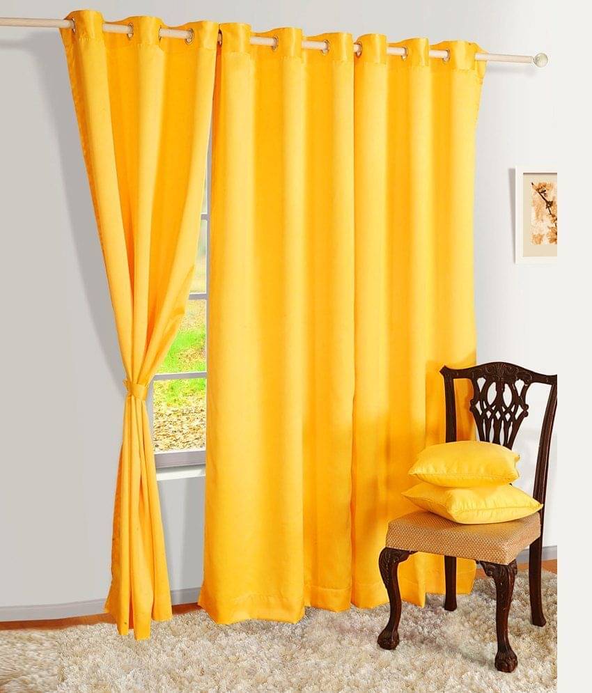 Tanishka Fabs Natural Semi-Transparent Eyelet Door Curtain 7 ft Pack of 2 -Yellow Tanishka Fabs Natural Semi-Transparent Eyelet Door Curtain 7 ft Pack of 2 -Yellow