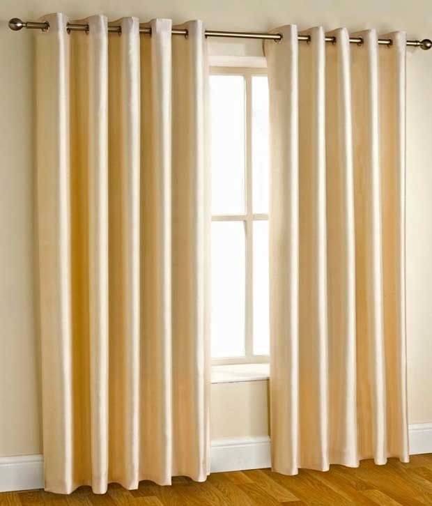 Tanishka Fabs Solid Semi-Transparent Eyelet Curtain 7 ft ( Pack of 2 ) - Beige Tanishka Fabs Solid Semi-Transparent Eyelet Curtain 7 ft ( Pack of 2 ) - Beige