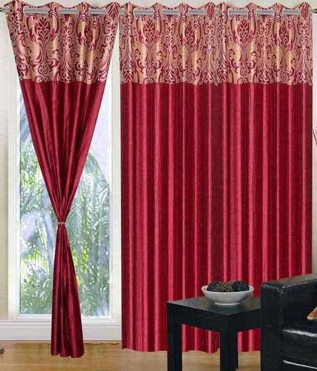     			Tanishka Fabs Solid Semi-Transparent Eyelet Curtain 7 ft ( Pack of 2 ) - Multi Color