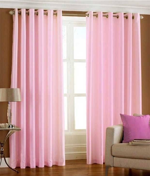 Tanishka Fabs Solid Semi-Transparent Eyelet Curtain 7 ft ( Pack of 2 ) - Pink Tanishka Fabs Solid Semi-Transparent Eyelet Curtain 7 ft ( Pack of 2 ) - Pink