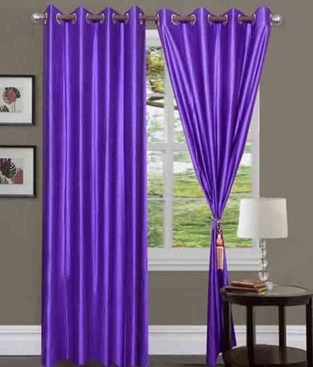     			Tanishka Fabs Solid Semi-Transparent Eyelet Curtain 7 ft ( Pack of 2 ) - Purple