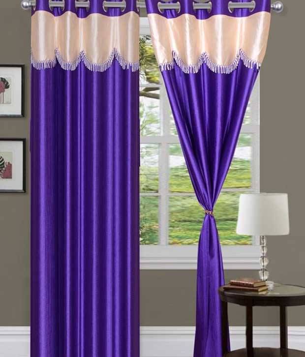    			Tanishka Fabs Solid Semi-Transparent Eyelet Curtain 7 ft ( Pack of 2 ) - Purple