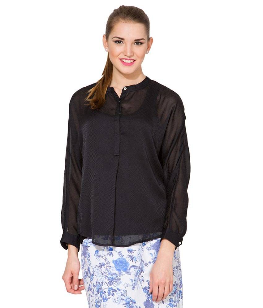 Folklore Women's Polyester Regular Top ( Black ) Folklore Women's Polyester Regular Top ( Black )