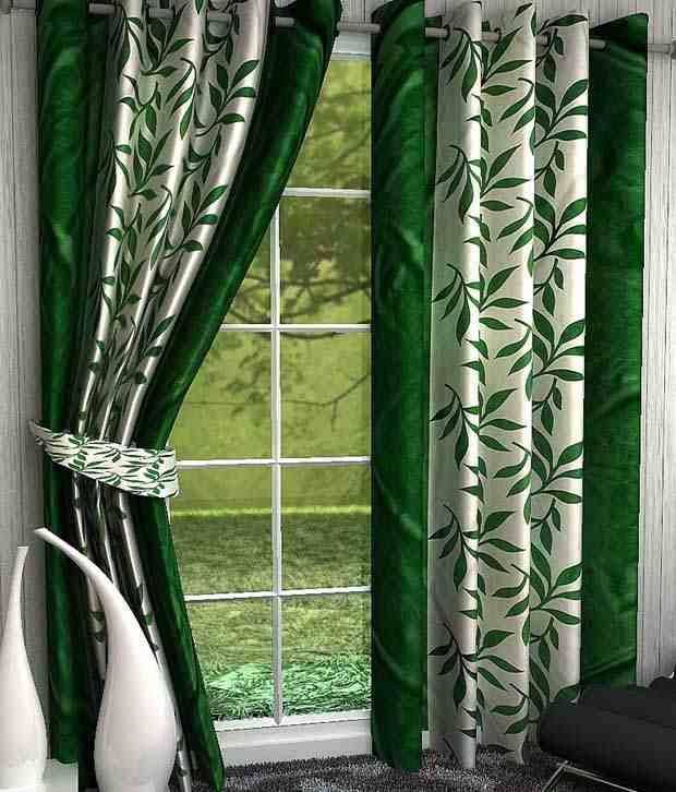 Tanishka Fabs Solid Semi-Transparent Eyelet Curtain 7 ft ( Pack of 2 ) - Green Tanishka Fabs Solid Semi-Transparent Eyelet Curtain 7 ft ( Pack of 2 ) - Green