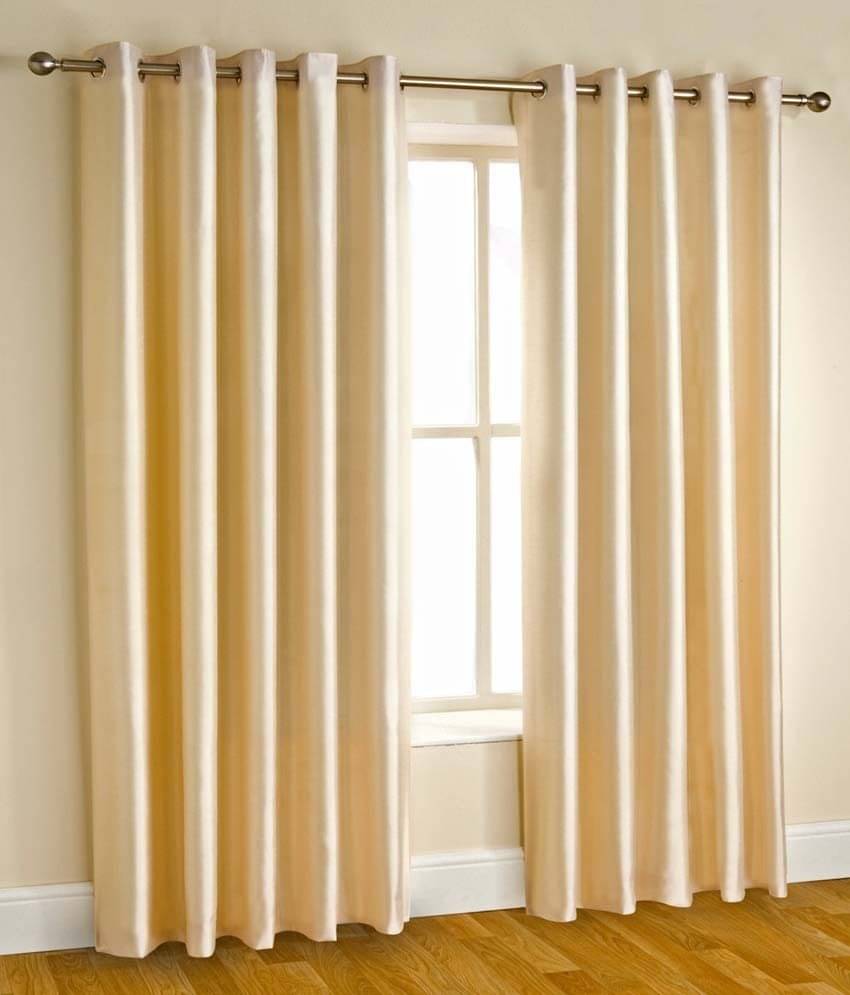Tanishka Fabs Solid Semi-Transparent Eyelet Curtain 5 ft ( Pack of 2 ) - Beige Tanishka Fabs Solid Semi-Transparent Eyelet Curtain 5 ft ( Pack of 2 ) - Beige