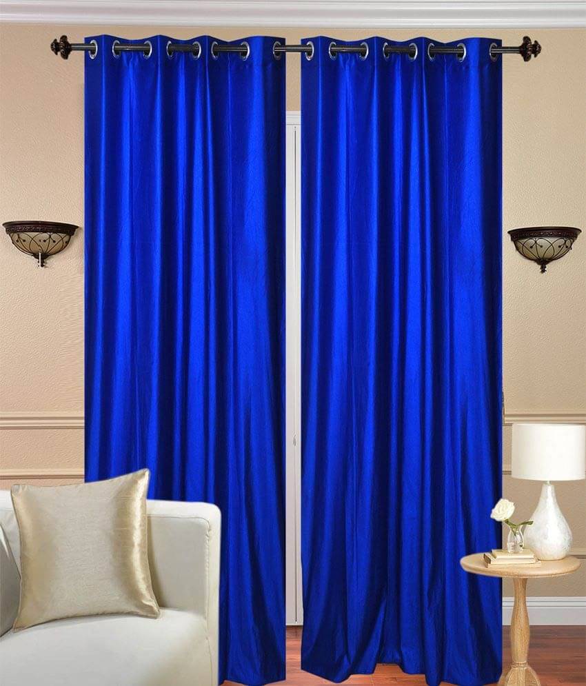     			Tanishka Fabs Solid Semi-Transparent Eyelet Curtain 5 ft ( Pack of 2 ) - Blue