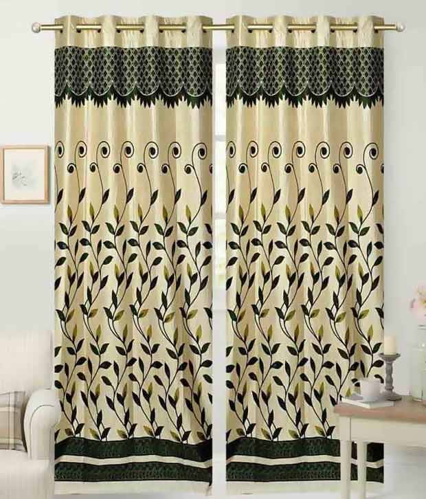 Tanishka Fabs Solid Semi-Transparent Eyelet Curtain 7 ft ( Pack of 2 ) - Green Tanishka Fabs Solid Semi-Transparent Eyelet Curtain 7 ft ( Pack of 2 ) - Green