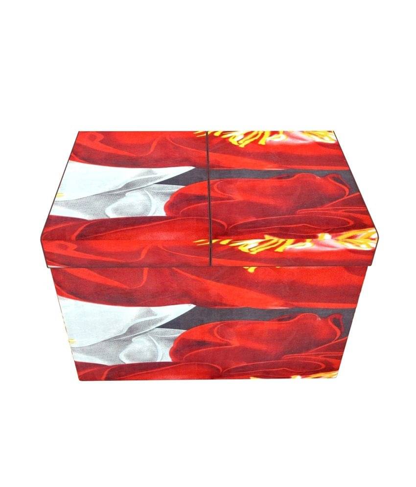 Home Candy 3-D Print Reactive Red Floral Foldable Multi Utility Storage Box Home Candy 3-D Print Reactive Red Floral Foldable Multi Utility Storage Box