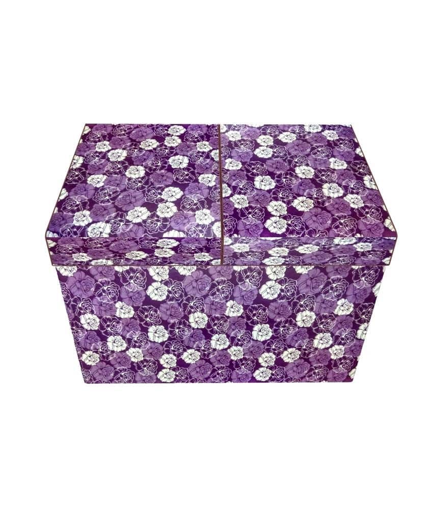 Home Candy Purple Floral Foldable Multi Utility Storage Box