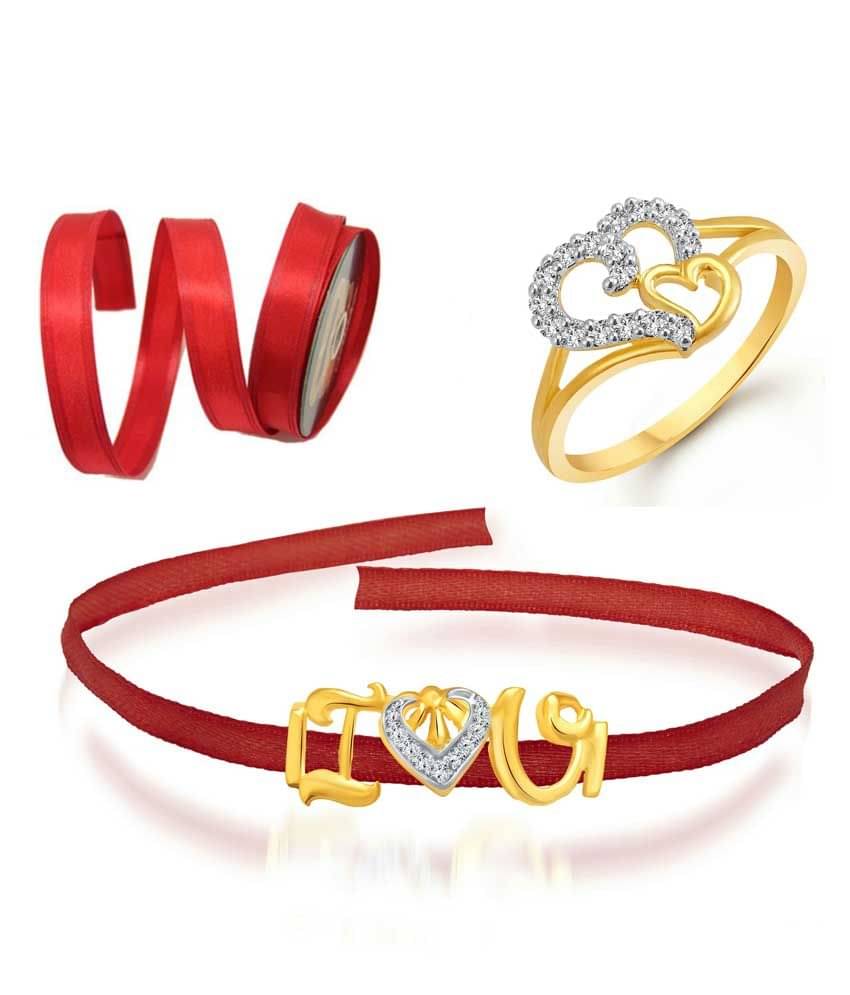     			Vighnaharta Golden And Red Alloy Friendship Band