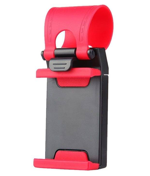 Autotrends Plastic Pink And Gray Car Steering Wheel Mobile Phone Holder For All Cars Autotrends Plastic Pink And Gray Car Steering Wheel Mobile Phone Holder For All Cars
