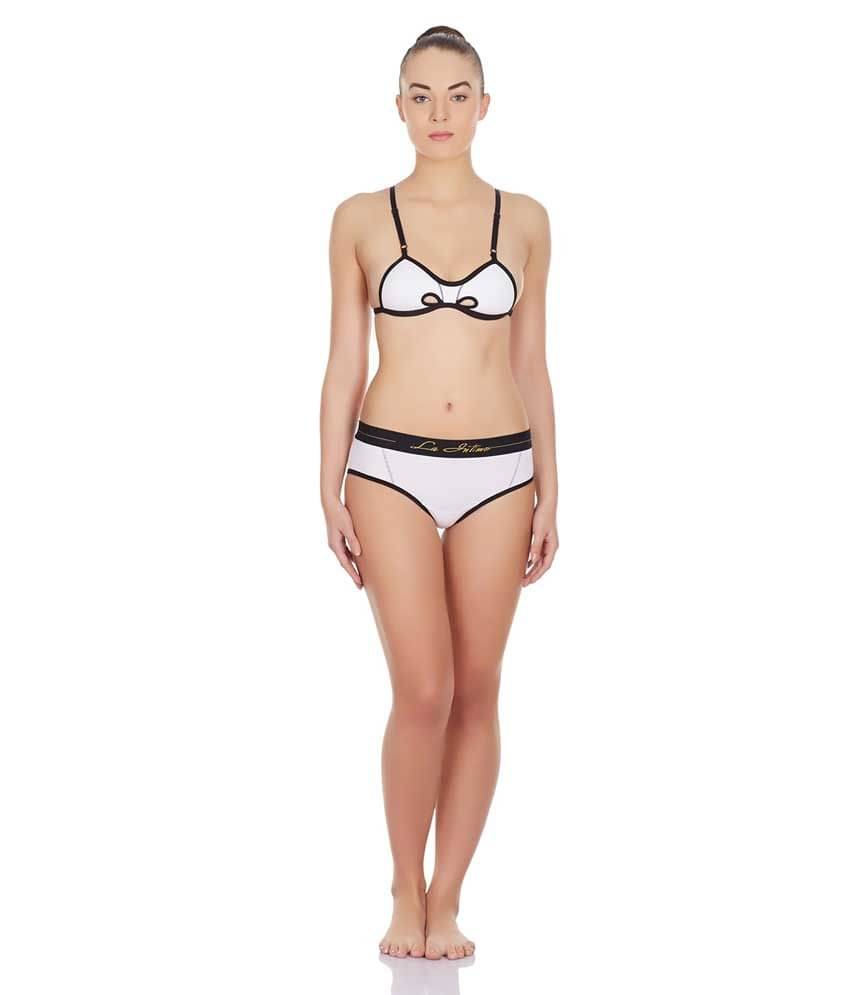     			La Intimo White Lycra Panties