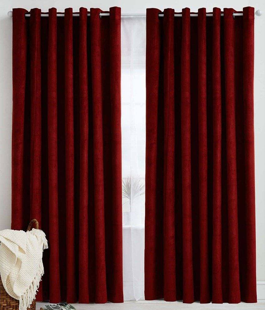 Tanishka Fabs Solid Semi-Transparent Eyelet Curtain 7 ft ( Pack of 2 ) - Brown Tanishka Fabs Solid Semi-Transparent Eyelet Curtain 7 ft ( Pack of 2 ) - Brown