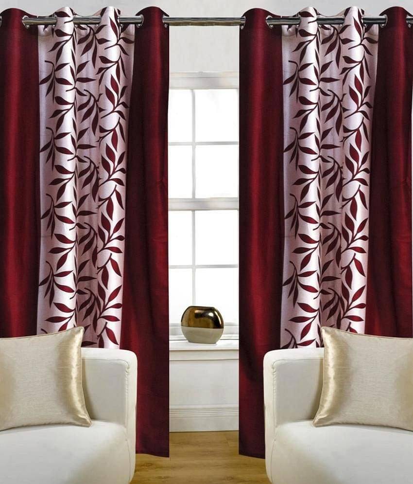     			Tanishka Fabs Solid Semi-Transparent Eyelet Curtain 7 ft ( Pack of 2 ) - Brown