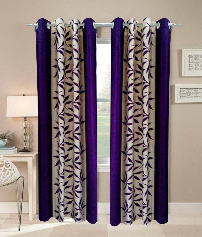     			Tanishka Fabs Solid Semi-Transparent Eyelet Curtain 7 ft ( Pack of 2 ) - Purple