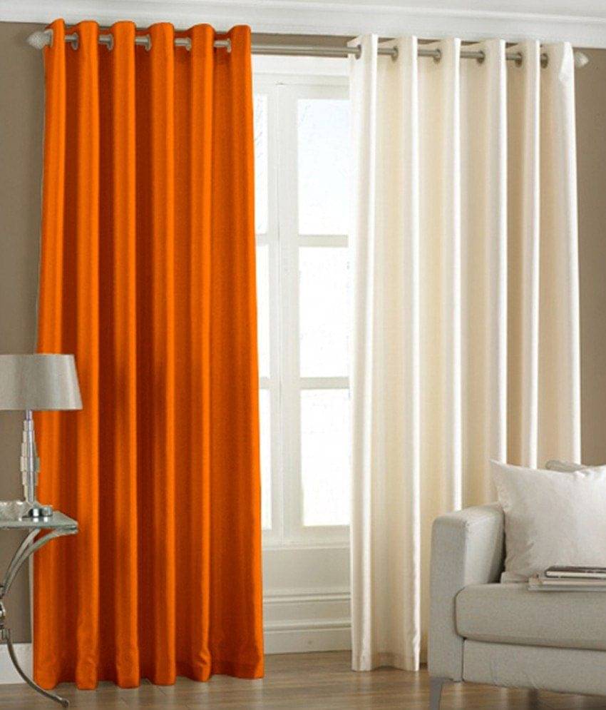     			Tanishka Fabs Solid Semi-Transparent Eyelet Curtain 7 ft ( Pack of 2 ) - White