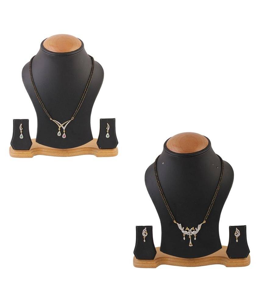 Zeneme American Diamond Mangalsutra Combo Pendant with Chain     			Zeneme American Diamond Mangalsutra Combo Pendant with Chain