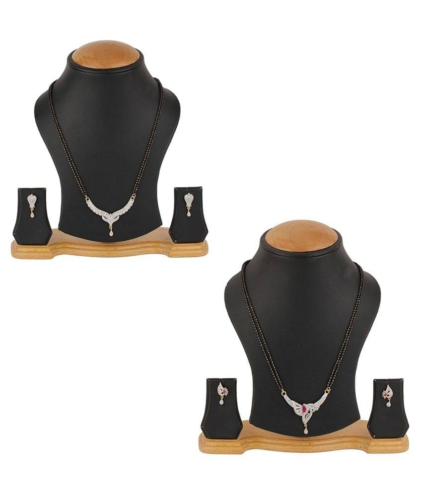 Zeneme American Diamond Gold Plated Mangalsutra Combo Zeneme American Diamond Gold Plated Mangalsutra Combo